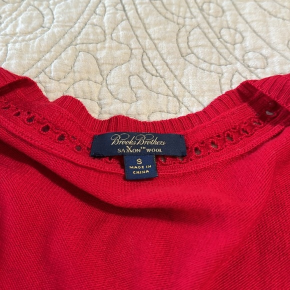 Brooks Brothers Saxxon Wool Red Button Down Sweater - Picture 8 of 12